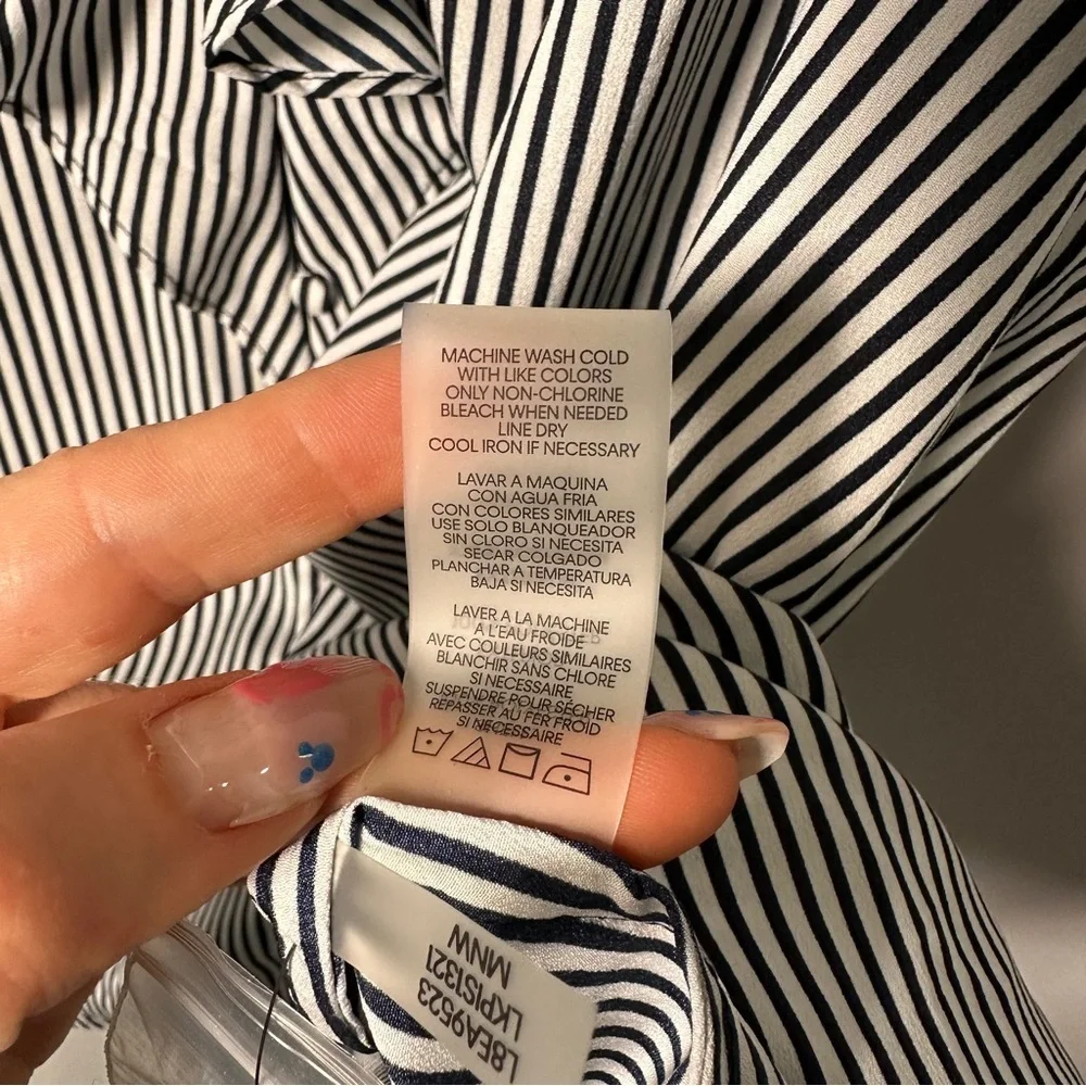 Karl Lagerfeld Women's Black and White Striped Blouse - Picture 11 of 14